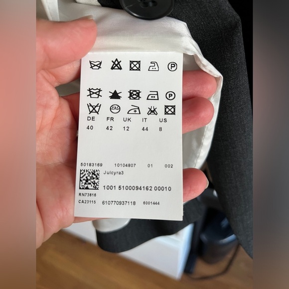 Women’s Boss by Hugo Boss charcoal gray wool blend Juicy 3 blazer - size 8 - Picture 6 of 8